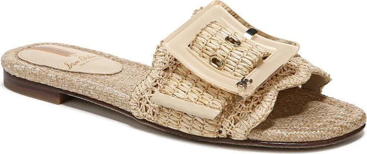 Bambi Raffia Buckle Slide Sandal
