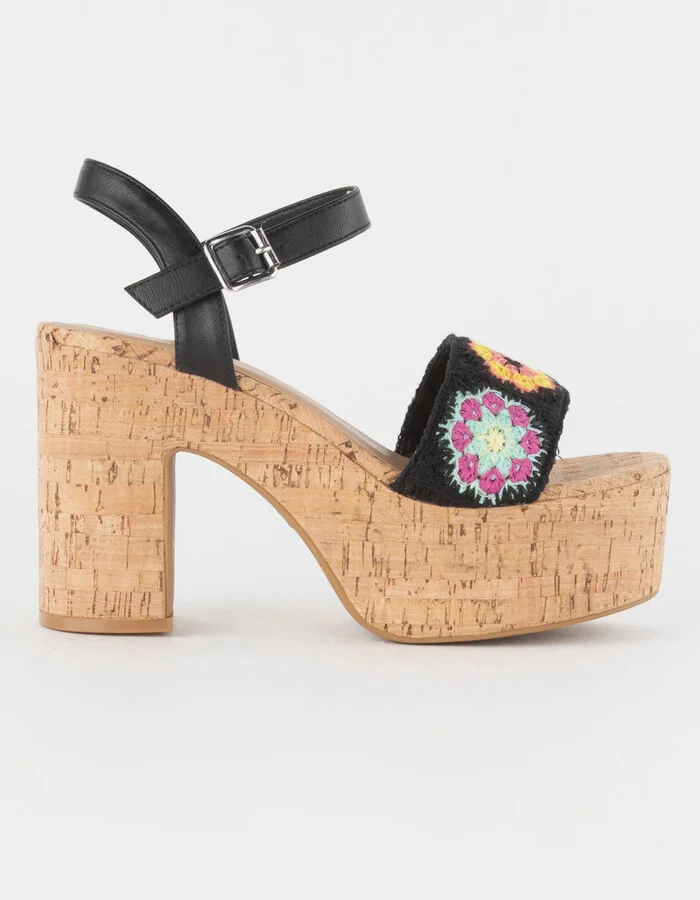BAMBOO Crochet Womens Platform Sandals - Image 2