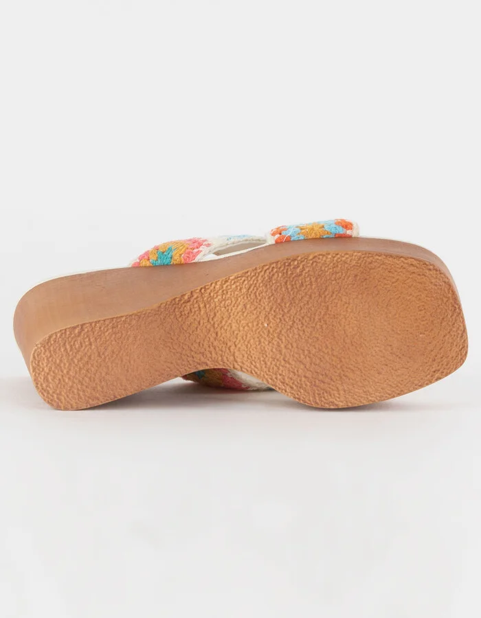 BAMBOO Crochet Womens Wedge Sandals - Image 3