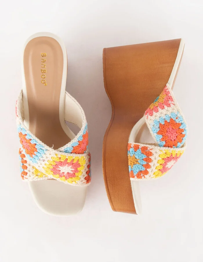 BAMBOO Crochet Womens Wedge Sandals - Image 5