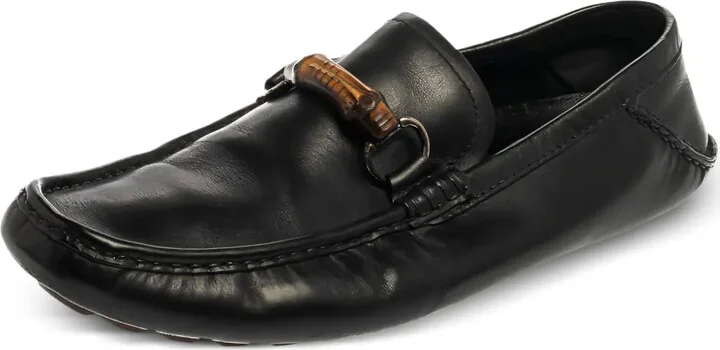 Bamboo-Detail Leather Loafers