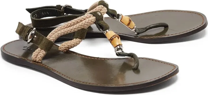 Bamboo rope-embellished flat sandals - Image 2