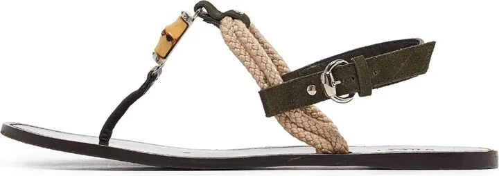 Bamboo rope-embellished flat sandals