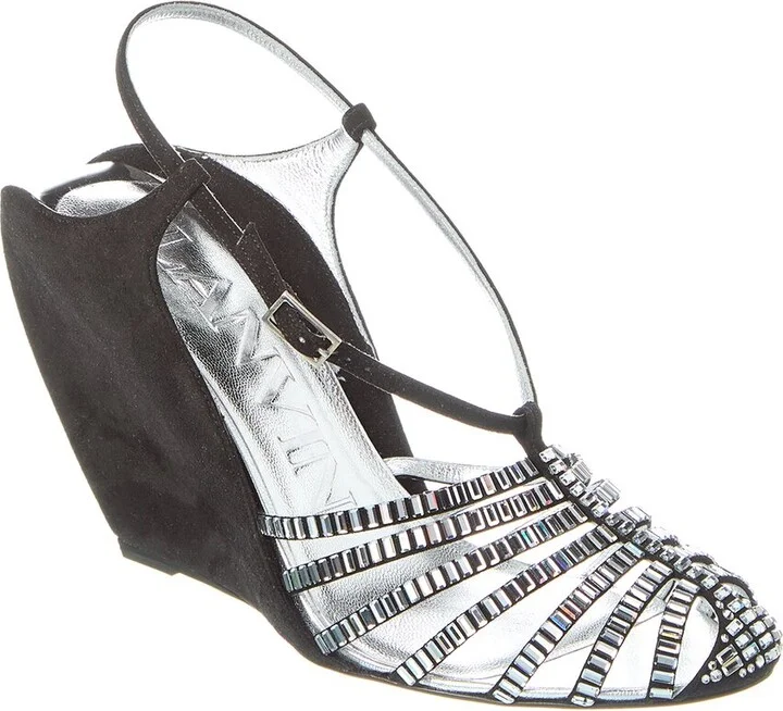 Banana Heel Suede Wedge Sandal