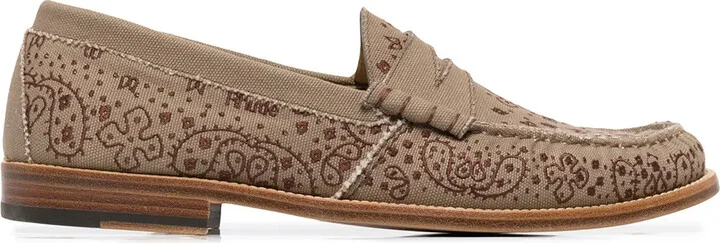 Bandana-Print Low-Heel Loafers
