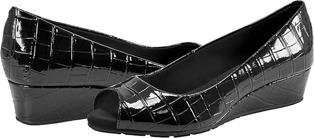 Bandolino Candra Women's Wedge Shoes Black Croco : 8 M, Synthetic