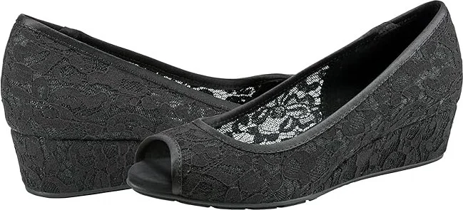Bandolino Candra Women's Wedge Shoes Black Lace : 8 M, Synthetic