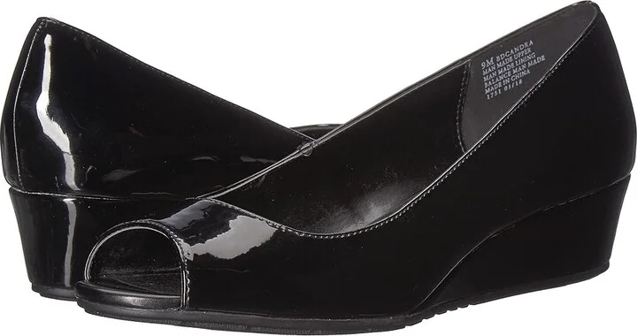 Bandolino Candra Women's Wedge Shoes Black Patent Sleek Patent PU : 5 M, Synthetic