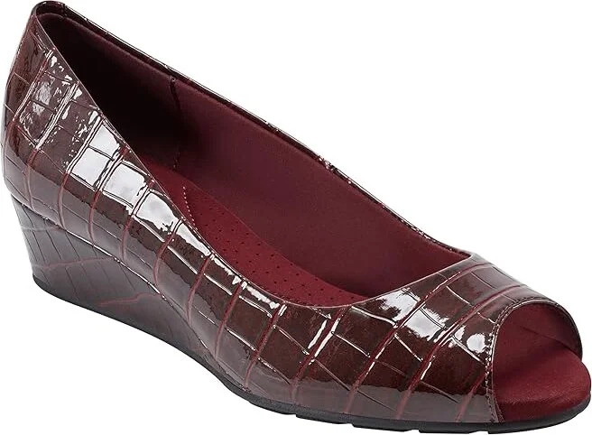 Bandolino Candra Women's Wedge Shoes Burgundy Croco : 5 M, Synthetic - Image 5