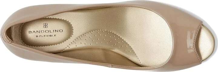 Bandolino Candra Women's Wedge Shoes Cafe Latte Sleek Patent PU : 5 M, Synthetic - Image 3