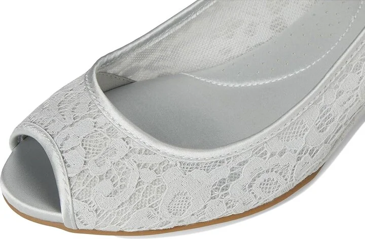 Bandolino Candra Women's Wedge Shoes Light Grey Lace : 6.5 M, Synthetic - Image 7