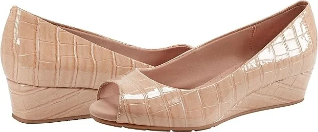 Bandolino Candra Women's Wedge Shoes Light Natural Croco : 5.5 M, Synthetic