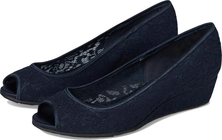 Bandolino Candra Women's Wedge Shoes Navy Lace : 8 M, Synthetic