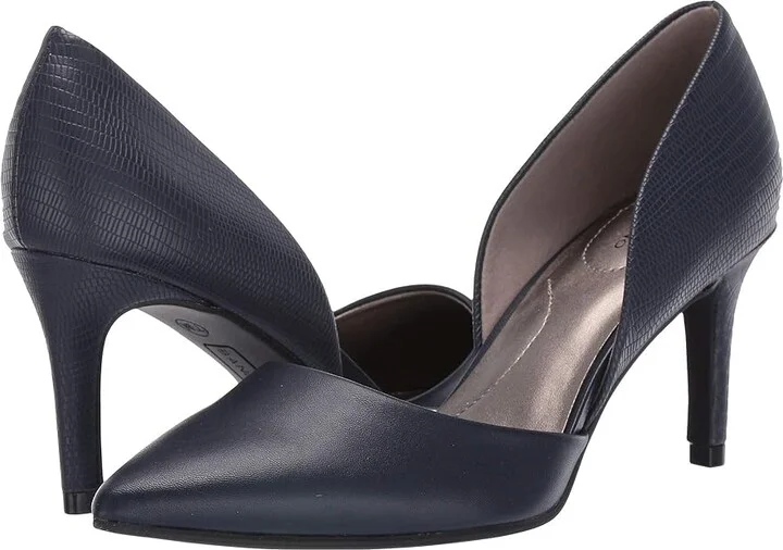 Bandolino Grenow Heel High Women's Heels Navy Smooth/Lizard : 5 M, Leather