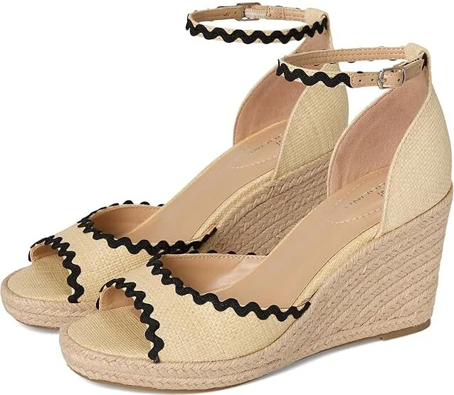 Bandolino Kendri Women's Dress Sandals Light Natural/Black : 7 M, Synthetic
