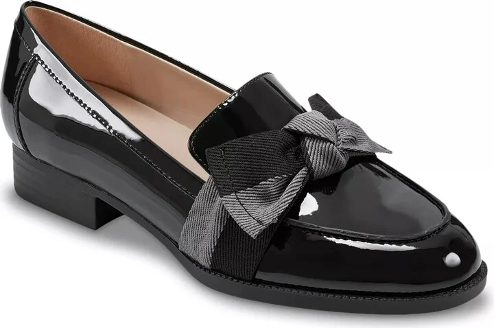 Black Patent Synthetic/Grey Bow