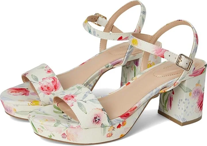 Bandolino Pennie Women's Dress Sandals Ivory Floral : 5.5 M, Faux Leather