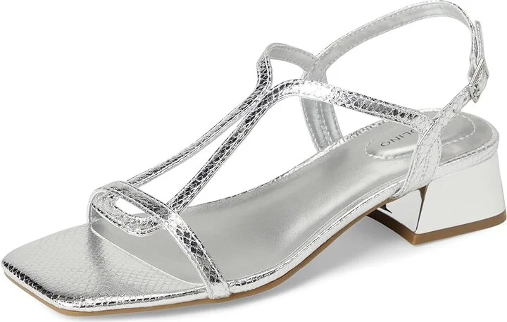 Bandolino Primadon Women's Dress Sandals Silver Snake : 7 M, Synthetic - Image 5