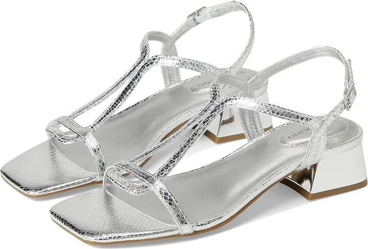 Bandolino Primadon Women's Dress Sandals Silver Snake : 7 M, Synthetic