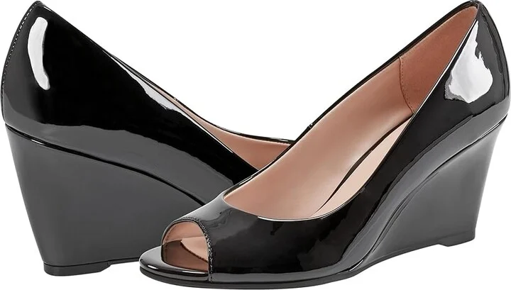 Bandolino Tufflove Women's Wedge Shoes Black Patent : 5.5 M, Textile