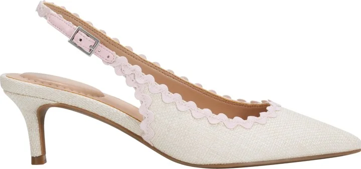 Bandolino Women's Albas Kitten Heel Slingback Pumps - Ivory/Pink - Image 2
