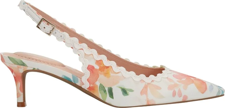 Bandolino Women's Albas Kitten Heel Slingback Pumps - Ivory/Pink - Image 10