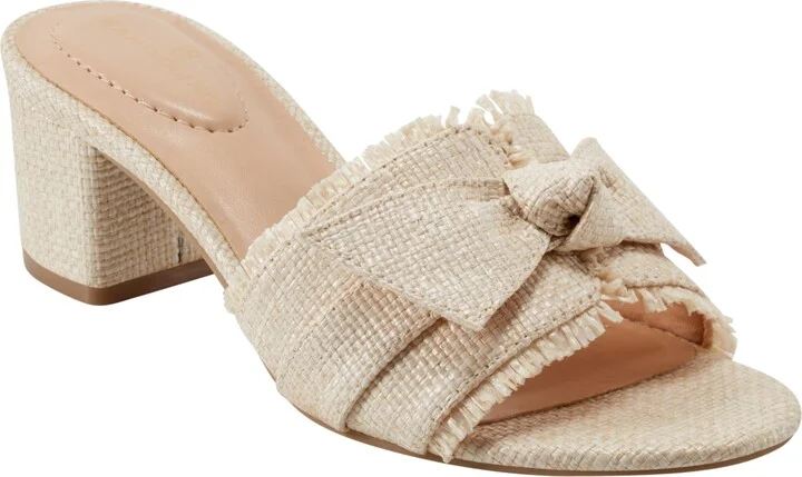 Bandolino Women's Arden Raffia Knotted Bow Block Heel Sandals