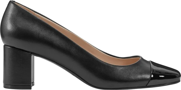 Bandolino Women's Candy Square Toe Block Heel Dress Pumps - Gold, Black - Faux Leather - Image 10