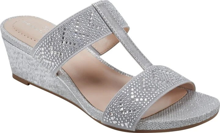Bandolino Women's Iluvit Embellished T-Strap Wedge Sandals