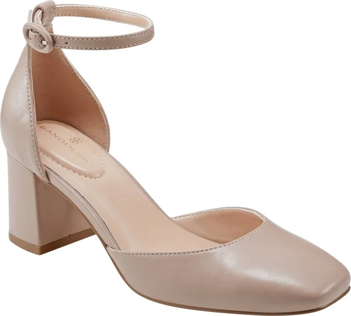 Bandolino Women's Lets Add Square Toe Block Heel Ankle Strap Pumps