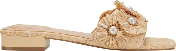Bandolino Women's Marcell Flower Raffia Flat Slide Sandals - Image 2