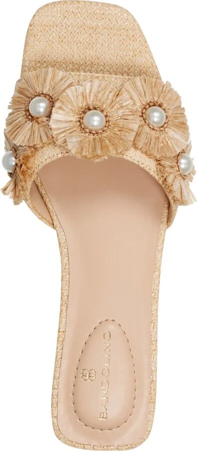 Bandolino Women's Marcell Flower Raffia Flat Slide Sandals - Image 4