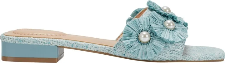 Bandolino Women's Marcell Flower Raffia Flat Slide Sandals - Image 6