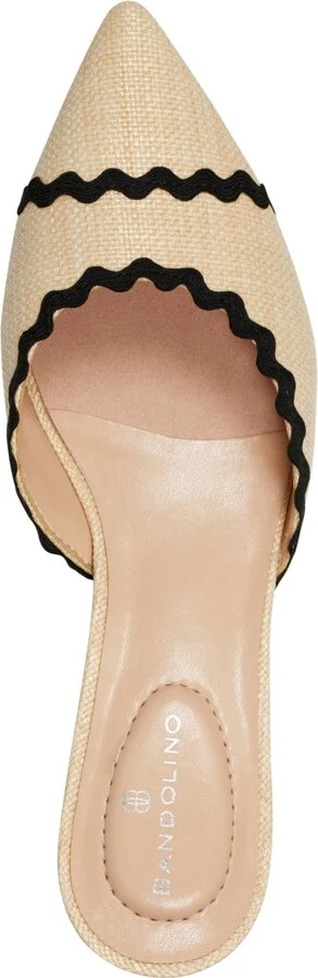 Bandolino Women's Mymy Pointed Toe Kitten Heel Mules - Light Natural/Black - Image 4