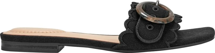 Bandolino Women's Silla Scallop Buckle Flat Slide Sandals - Image 6
