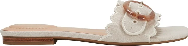 Bandolino Women's Silla Scallop Buckle Flat Slide Sandals - Image 10
