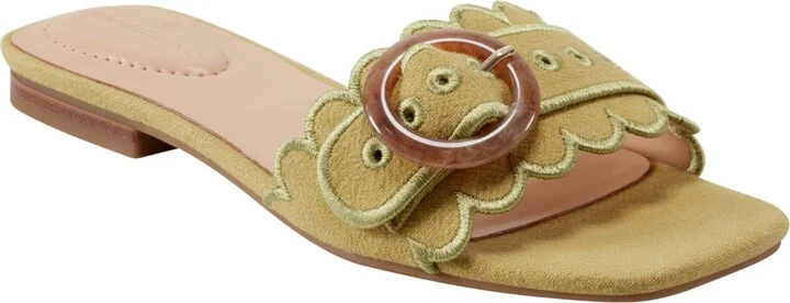 Bandolino Women's Silla Scallop Buckle Flat Slide Sandals