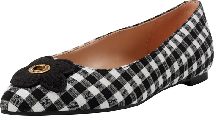 Bandolino Women's Starry Embellished Flower Slip-On Flats - Black/White Gingham - Image 5
