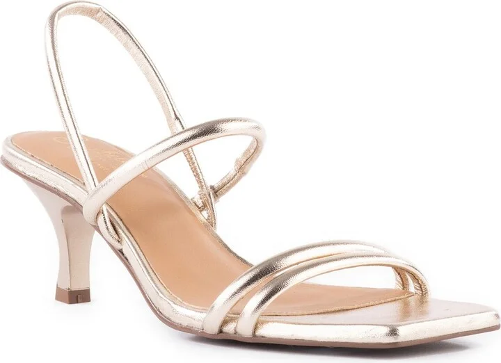 Banks Womens Strappy Leather Kitten Heels