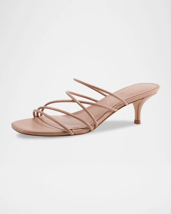 Banna Strappy Leather Kitten Slide Sandals - Image 5
