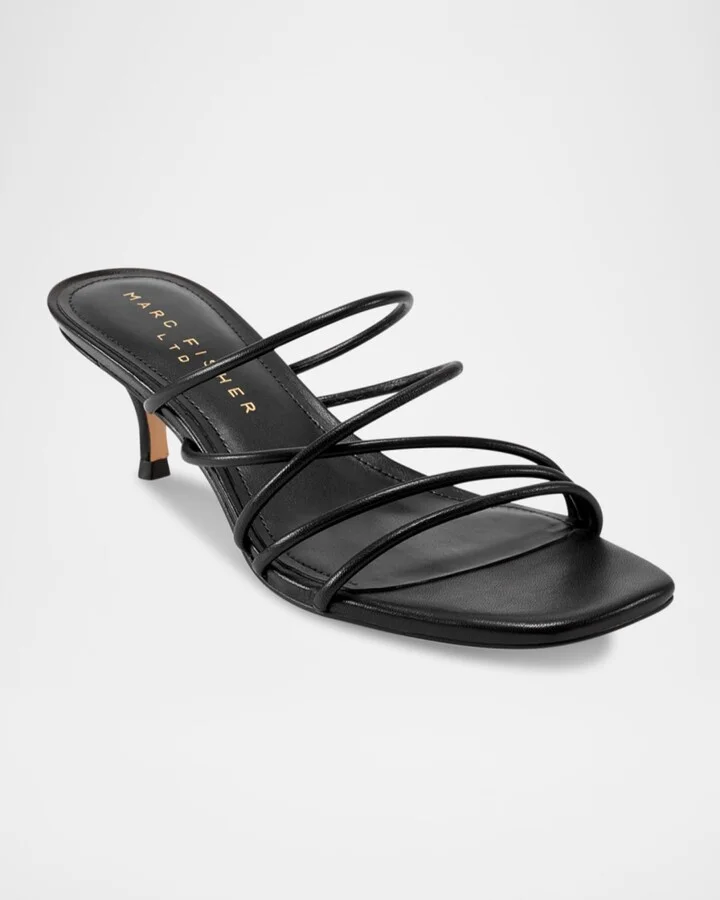 Banna Strappy Leather Kitten Slide Sandals - Image 11