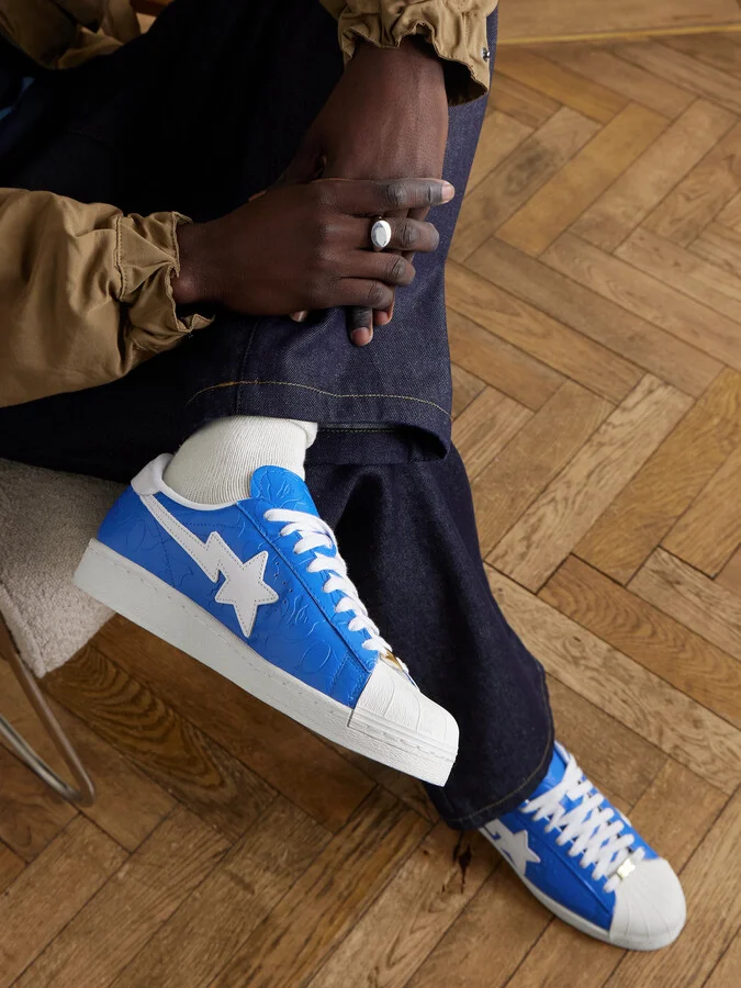 + BAPE Superstar Logo-Embossed Leather Sneakers - Image 2