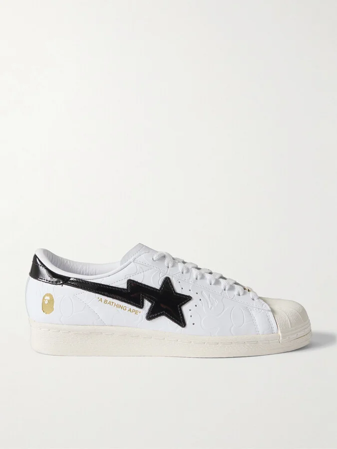 + BAPE Superstar Logo-Embossed Leather Sneakers