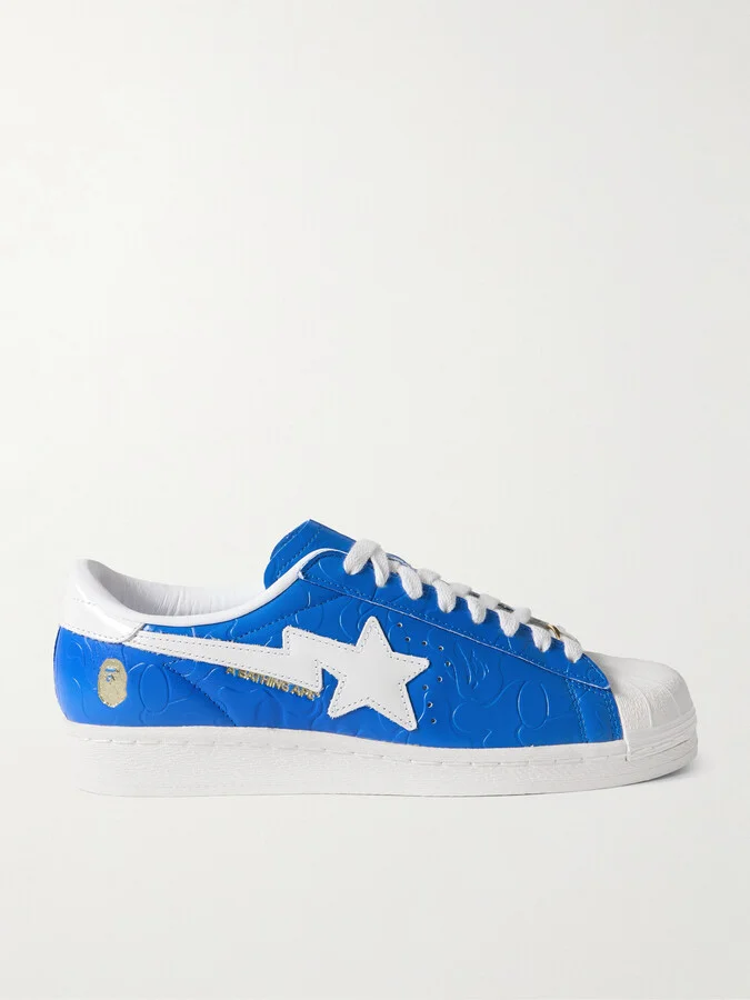 + BAPE Superstar Logo-Embossed Leather Sneakers
