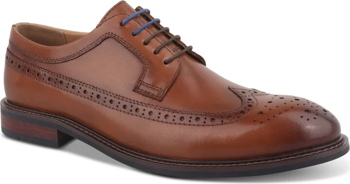 Bar Iii Men's Asherr Long Wing Brogue Leather Dress Shoes, Created for Macy's