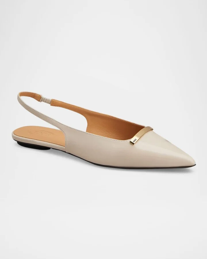 Bar Leather Slingback Ballerina Flats - Image 4