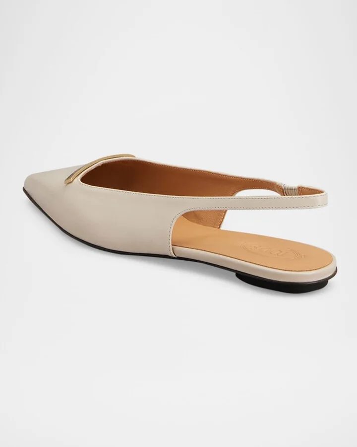 Bar Leather Slingback Ballerina Flats - Image 5