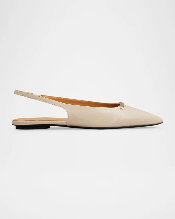 Bar Leather Slingback Ballerina Flats
