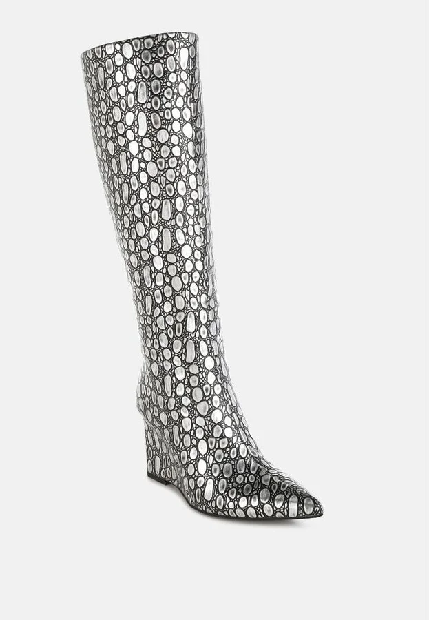 Bar Zone Tear Shaped Faux Leather Boots - Image 2
