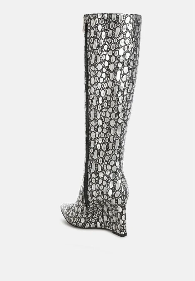 Bar Zone Tear Shaped Faux Leather Boots - Image 3